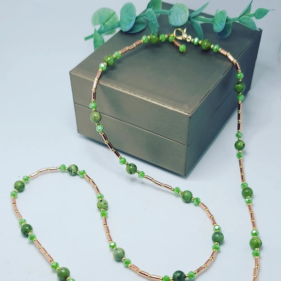 Zoisite, Golden Hematite Ling necklace - Picture 2 of 4